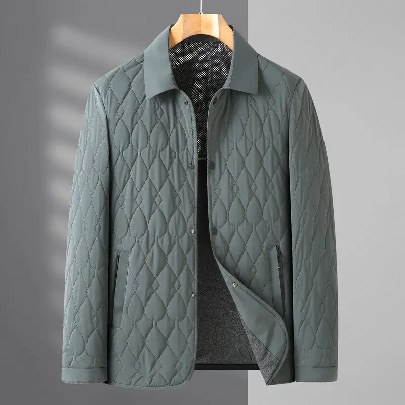 Men's Quilted Fleece Collar Jacket Lightweight Padded Shacket