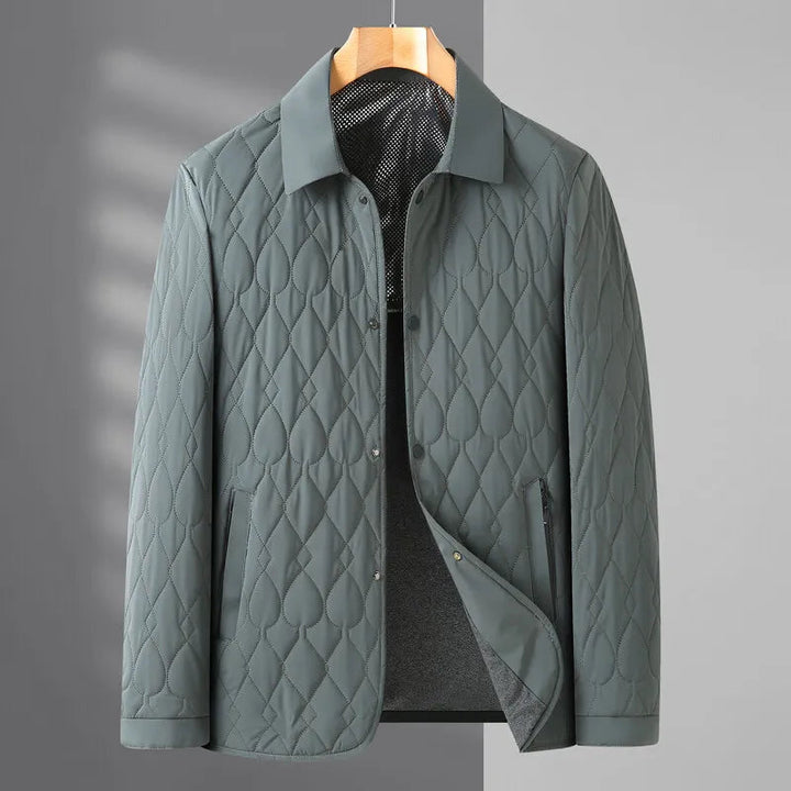 Men's Quilted Fleece Collar Jacket Lightweight Padded Shacket