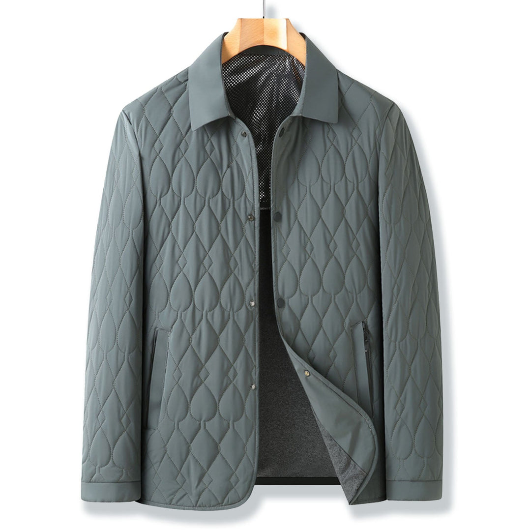 Men's Quilted Fleece Collar Jacket Lightweight Padded Shacket