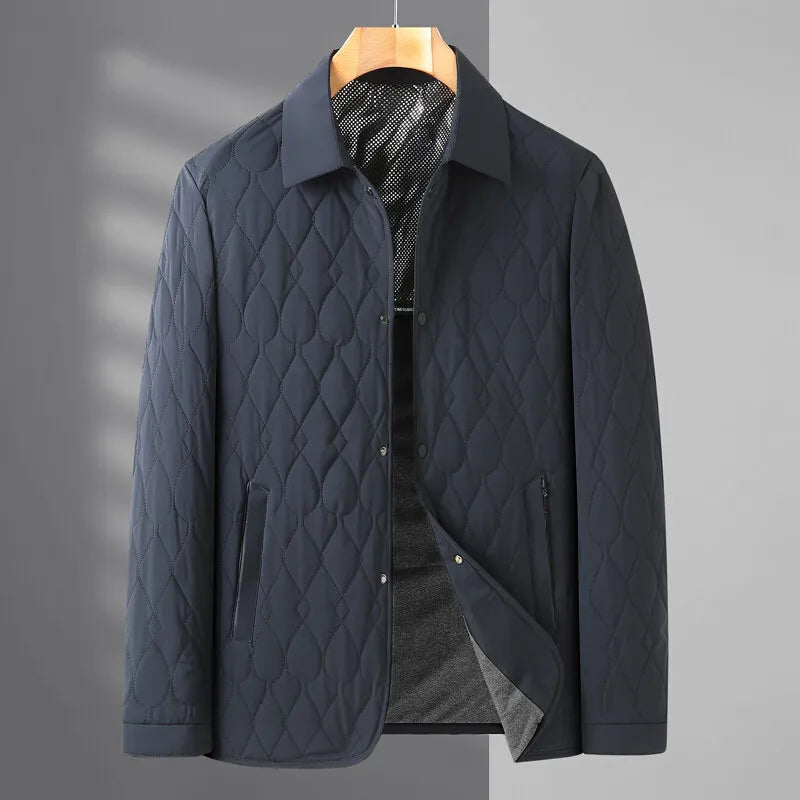 Men's Quilted Fleece Collar Jacket Lightweight Padded Shacket