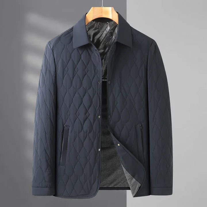 Men's Quilted Fleece Collar Jacket Lightweight Padded Shacket