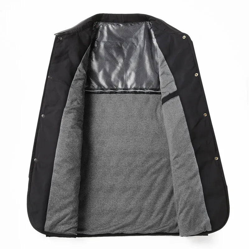 Men's Quilted Fleece Collar Jacket Lightweight Padded Shacket