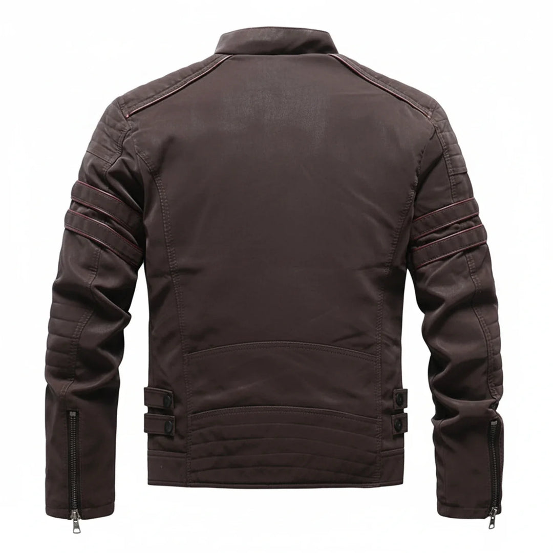Men's Leather Jacket Motorcycle Biker Outerwear