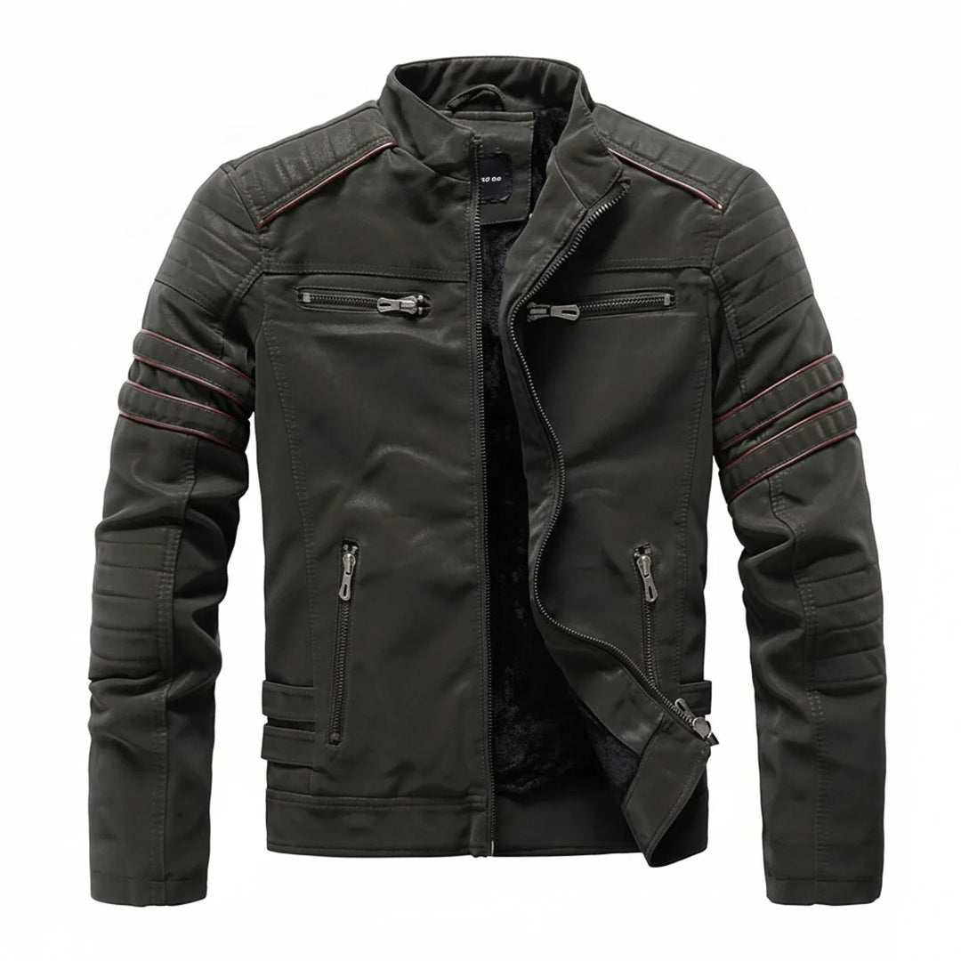 Men's Leather Jacket Motorcycle Biker Outerwear