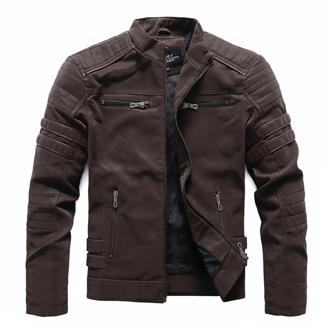 Men's Leather Jacket Motorcycle Biker Outerwear