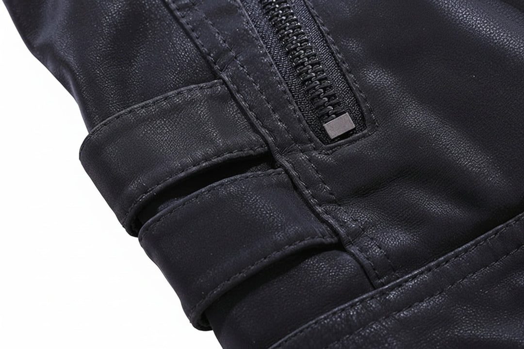 Men's Leather Jacket Motorcycle Biker Outerwear