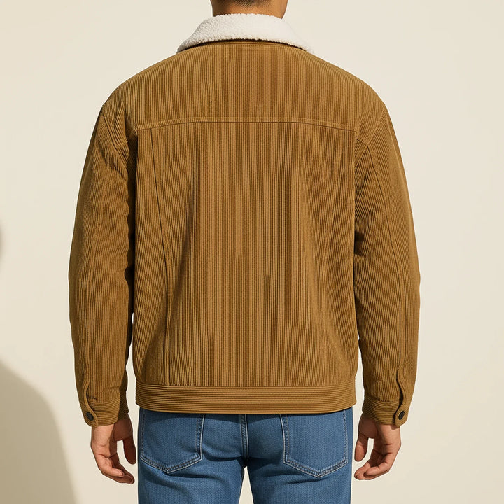 Men's Fleece Corduroy Trucker Jacket Lined Outerwear Coat