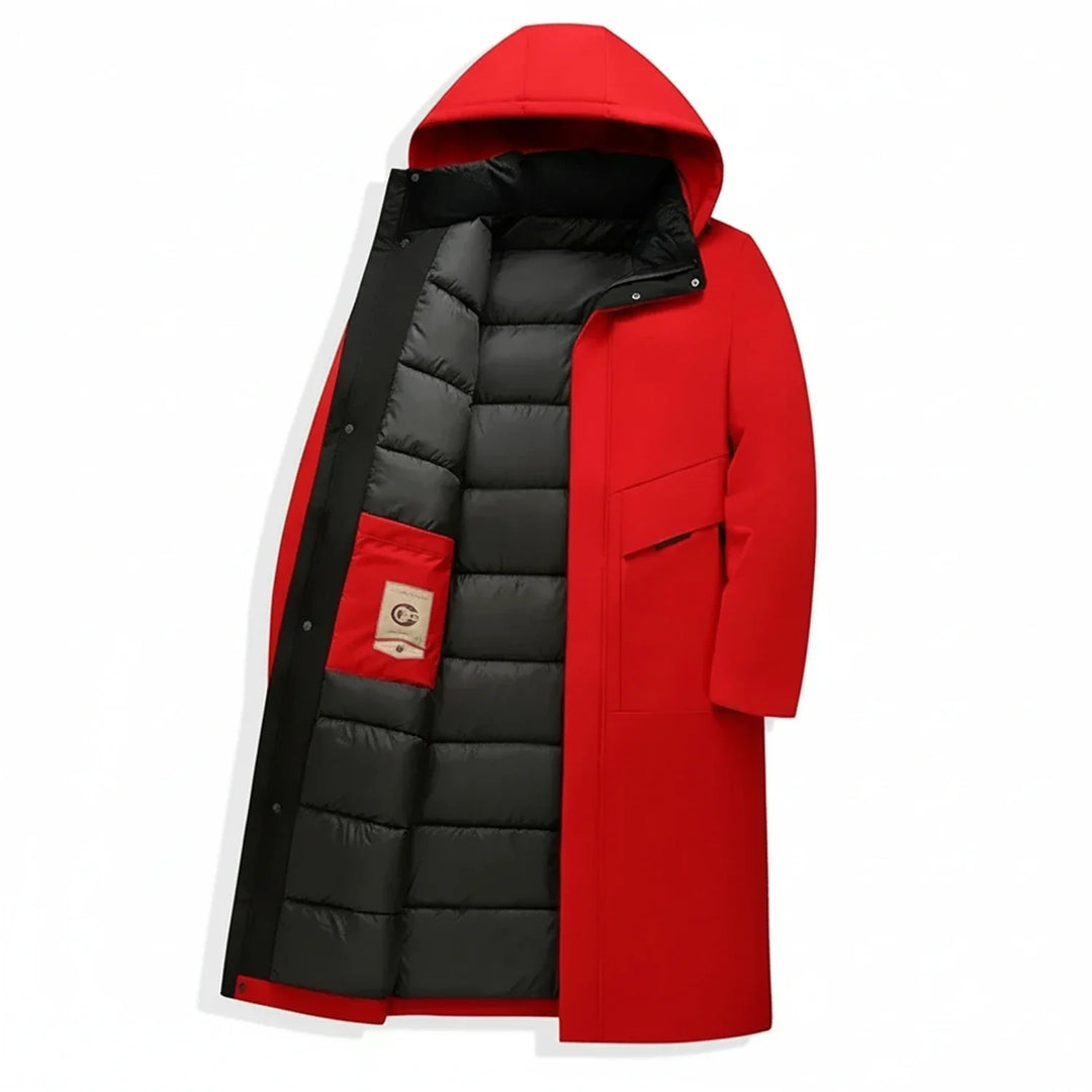 Men's Fleece Hooded Puffer Long Jacket Outerwear Parka Coat