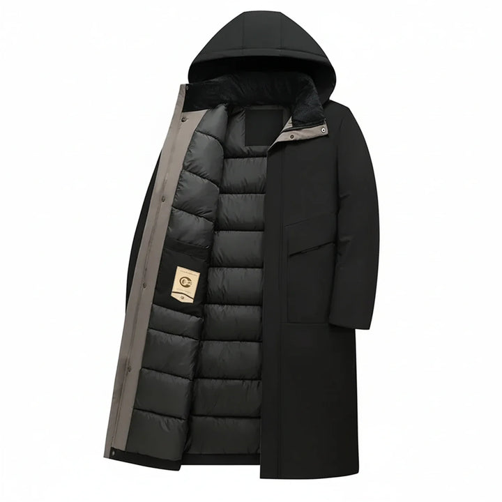 Men's Fleece Hooded Puffer Long Jacket Outerwear Parka Coat