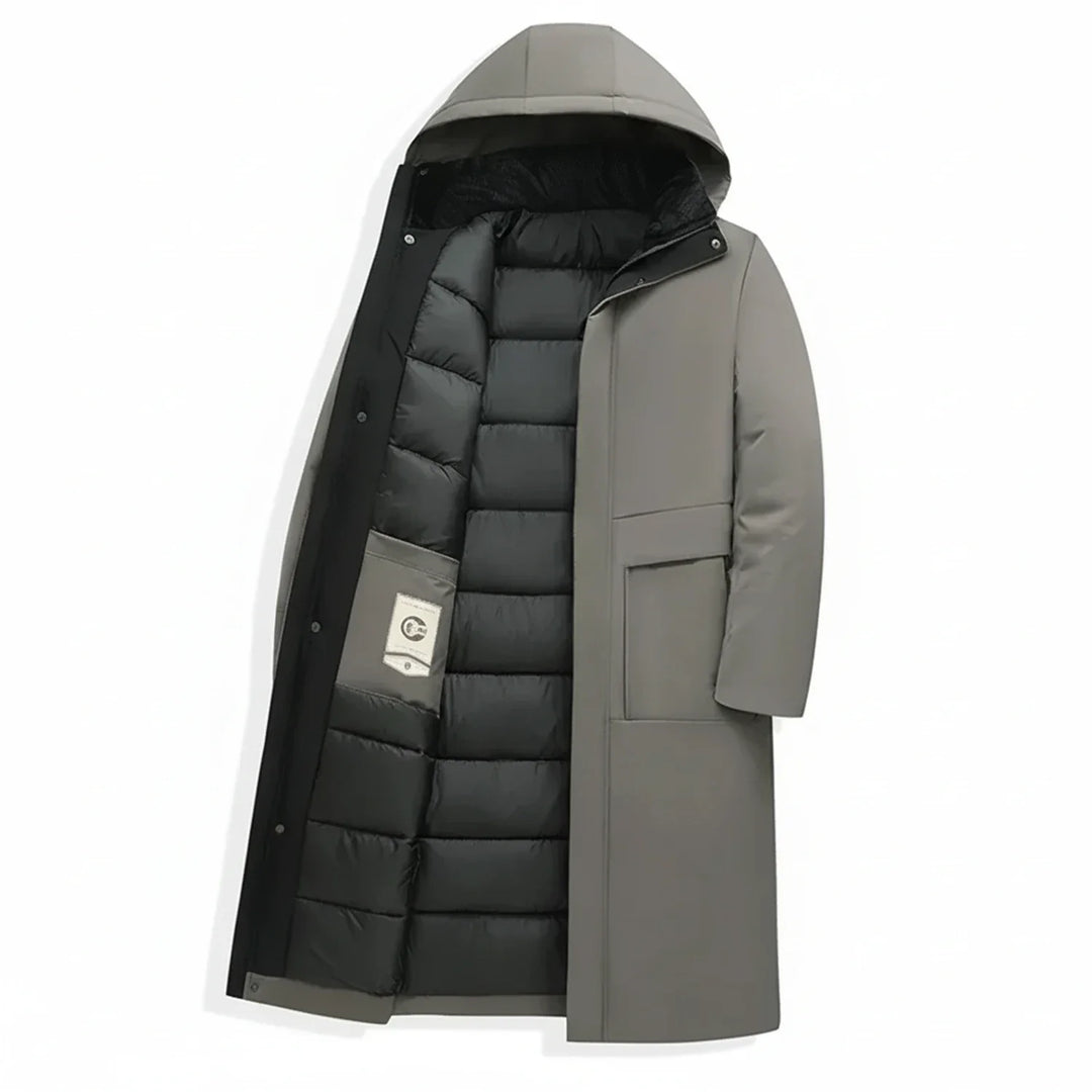 Men's Fleece Hooded Puffer Long Jacket Outerwear Parka Coat