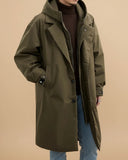 Parka longue pour homme en mélange de laine avec capuche et coupe trench