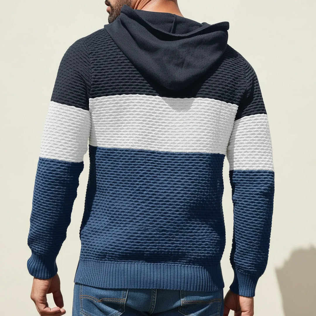 Men's Knit Hoodie Pullover Long Sleeve Sweater