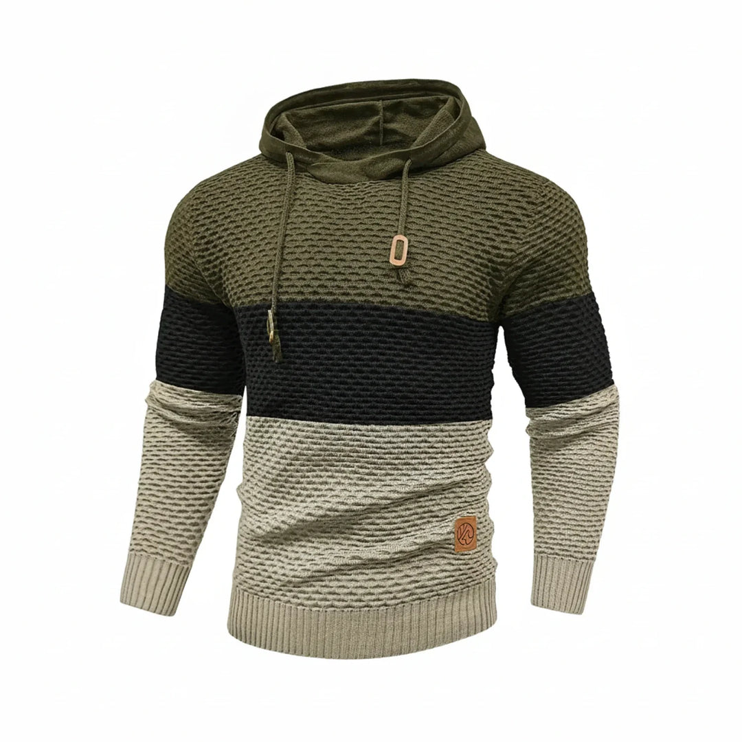 Men's Knit Hoodie Pullover Long Sleeve Sweater