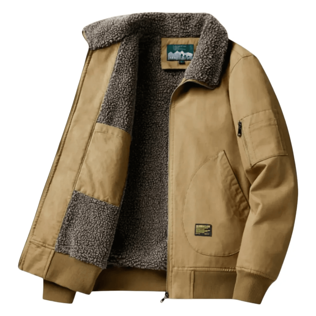 Men's Fleece Lined Canvas Bomber Jacket Military Tactical Coat