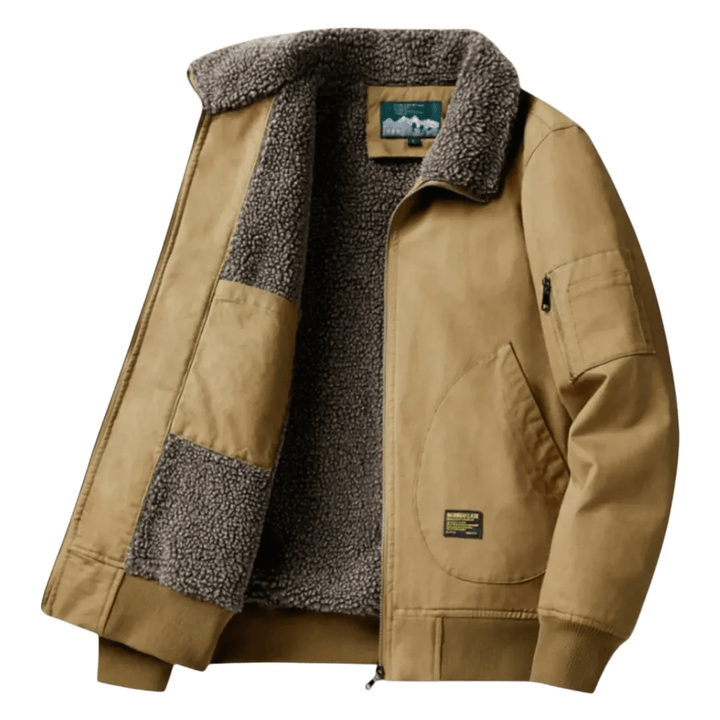 Men's Fleece Lined Canvas Bomber Jacket Military Tactical Coat