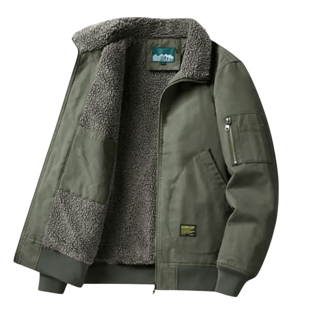 Men's Fleece Lined Canvas Bomber Jacket Military Tactical Coat