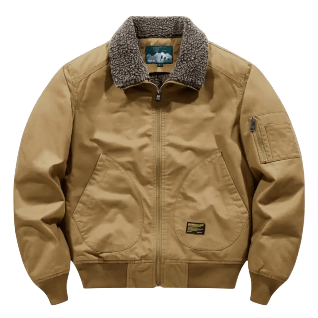 Men's Fleece Lined Canvas Bomber Jacket Military Tactical Coat