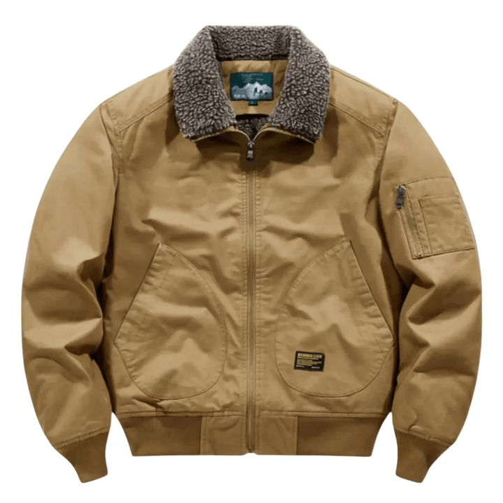 Men's Fleece Lined Canvas Bomber Jacket Military Tactical Coat