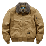 Men's Fleece Lined Canvas Bomber Jacket Military Tactical Coat