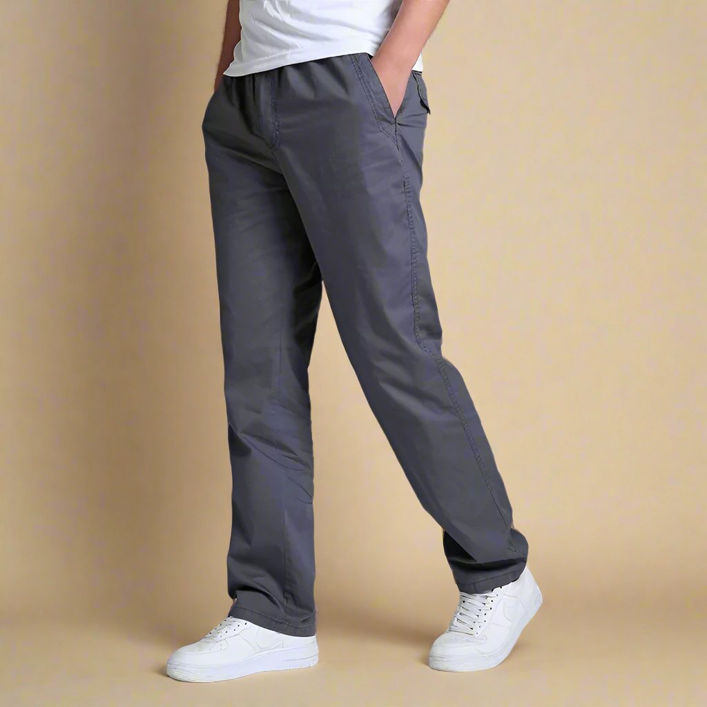 Mens Fleece Chino Trousers Straight Leg Casual Pants