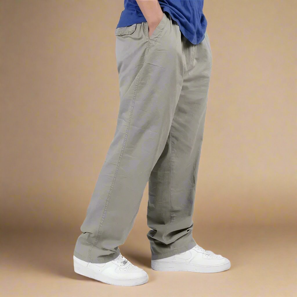 Mens Fleece Chino Trousers Straight Leg Casual Pants