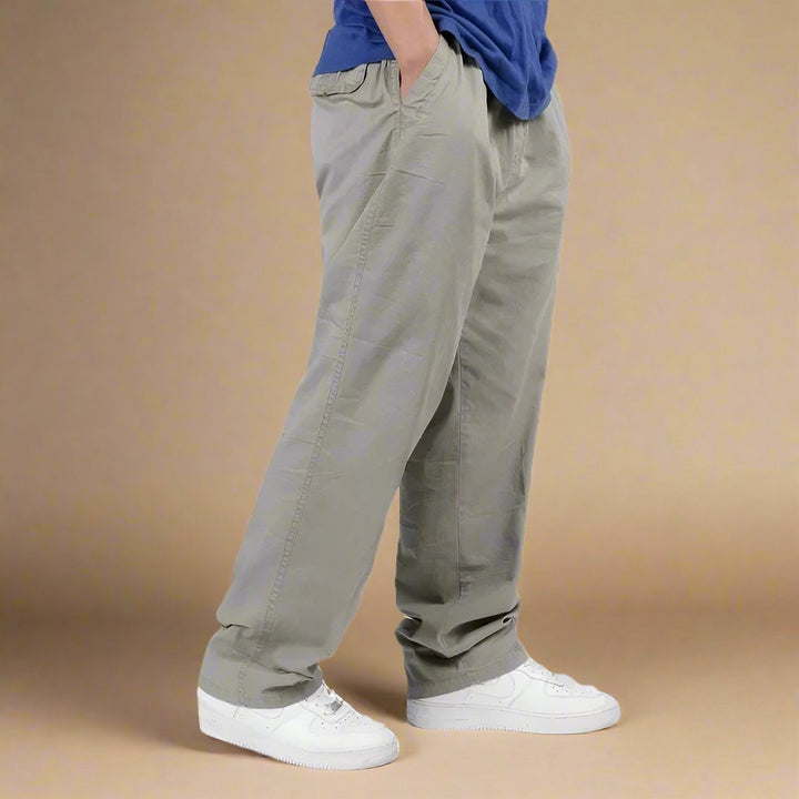 Mens Fleece Chino Trousers Straight Leg Casual Pants