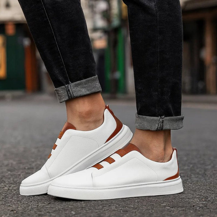 Men's Leather Elastic-Gore Slip-On Walking Sneakers