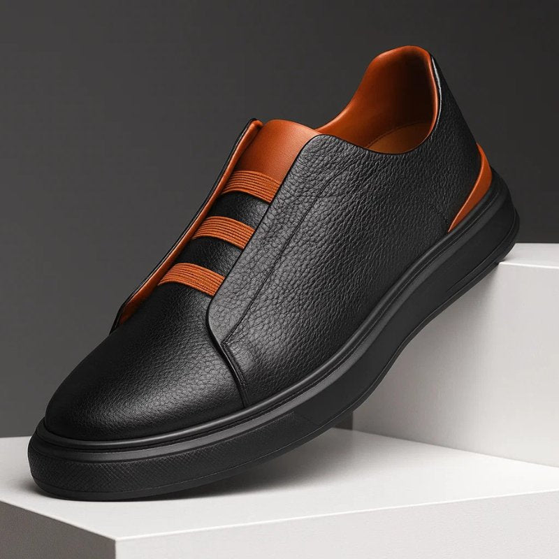 Men's Leather Elastic-Gore Slip-On Walking Sneakers