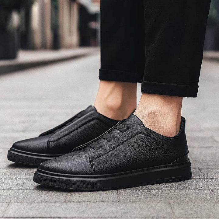 Men's Leather Elastic-Gore Slip-On Walking Sneakers