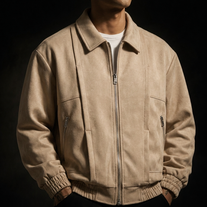 Men's Leather Bomber Jacket Casual Coat