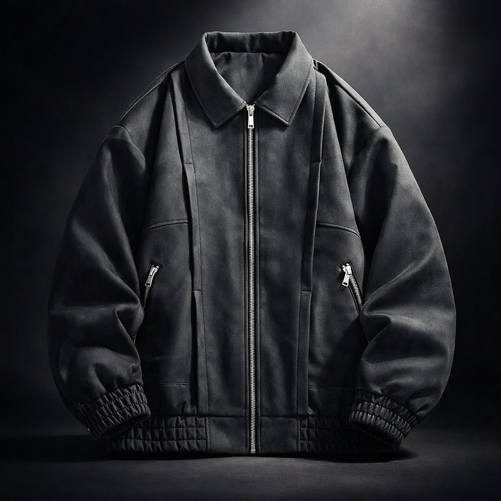 Men's Leather Bomber Jacket Casual Coat