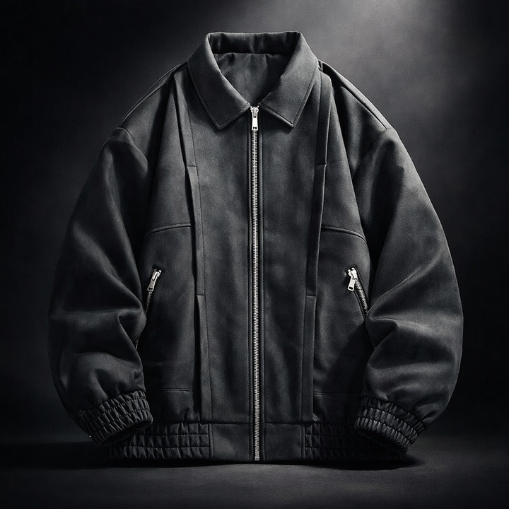 Men's Leather Bomber Jacket Casual Coat