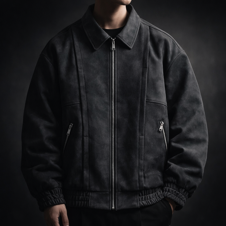 Men's Leather Bomber Jacket Casual Coat