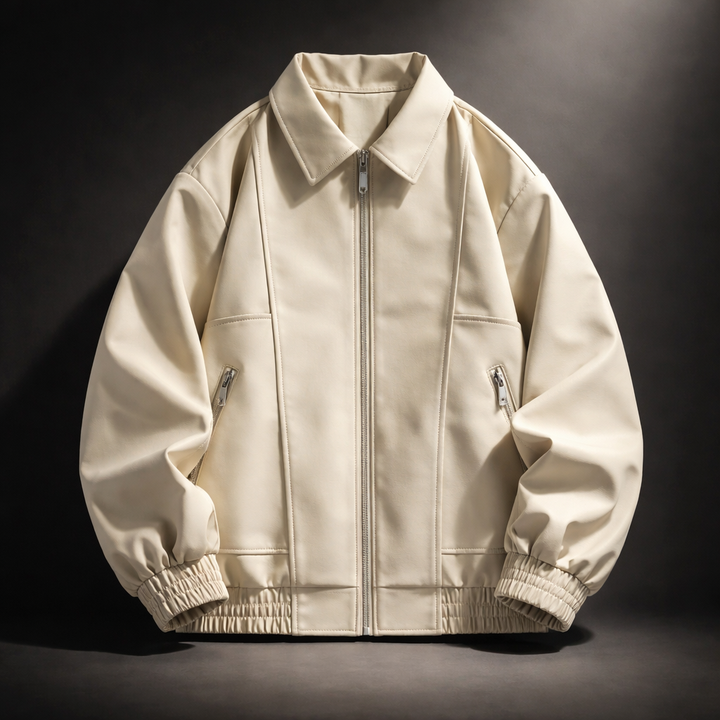 Men's Leather Bomber Jacket Casual Coat