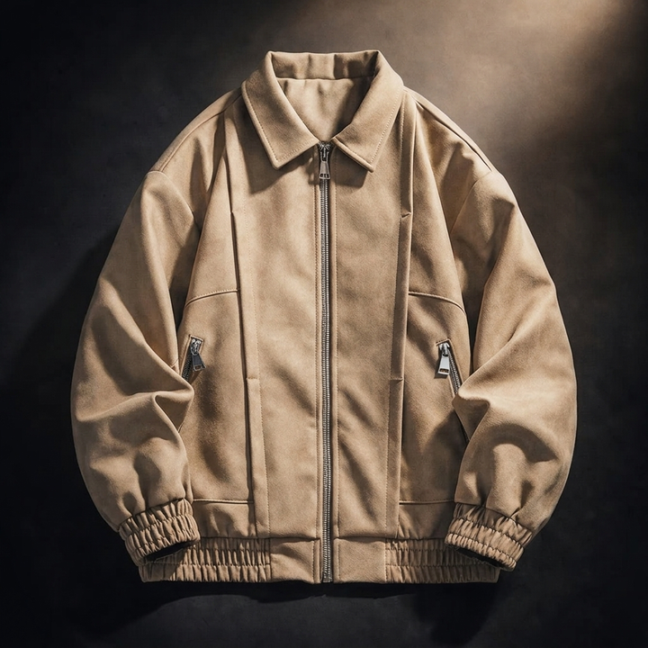 Men's Leather Bomber Jacket Casual Coat