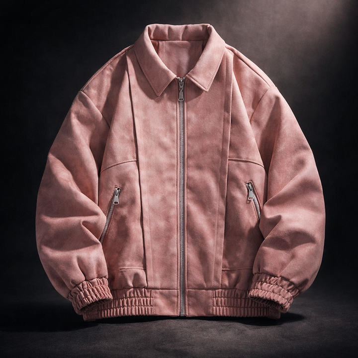 Men's Leather Bomber Jacket Casual Coat