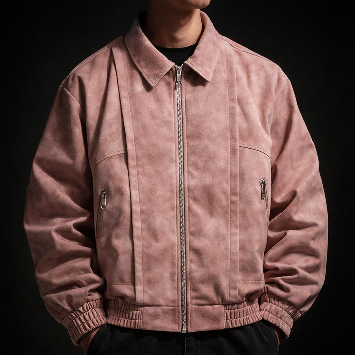 Men's Leather Bomber Jacket Casual Coat