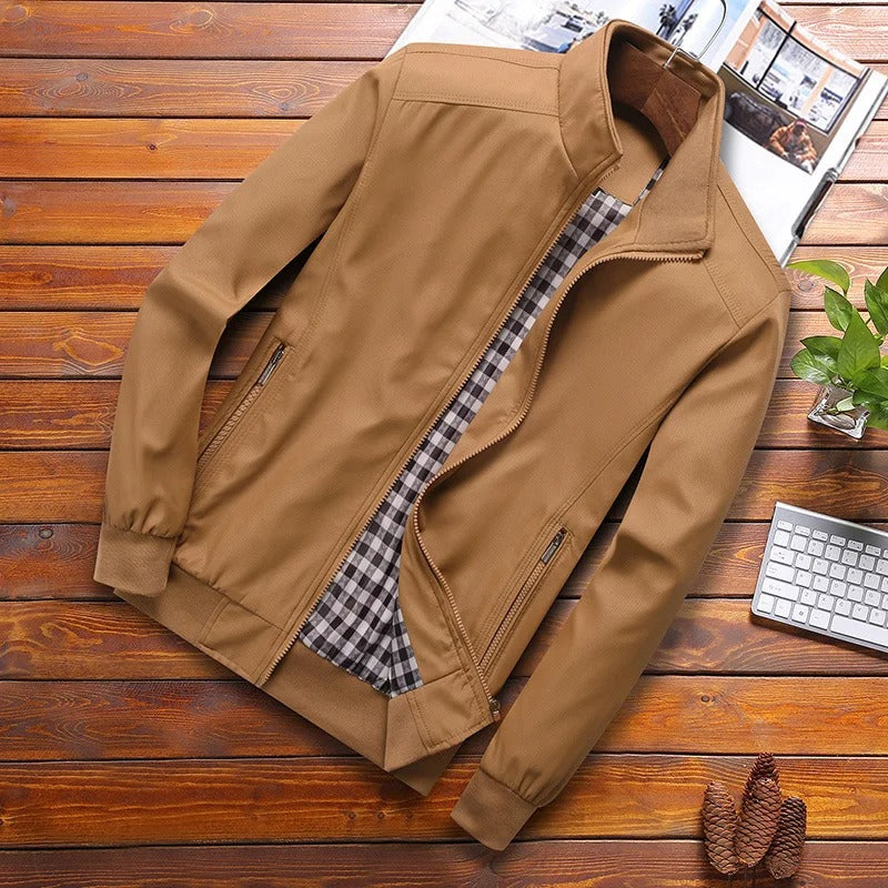 Men's Lightweight Nylon Windbreaker Jacket High Neck Zip Up Outerwear