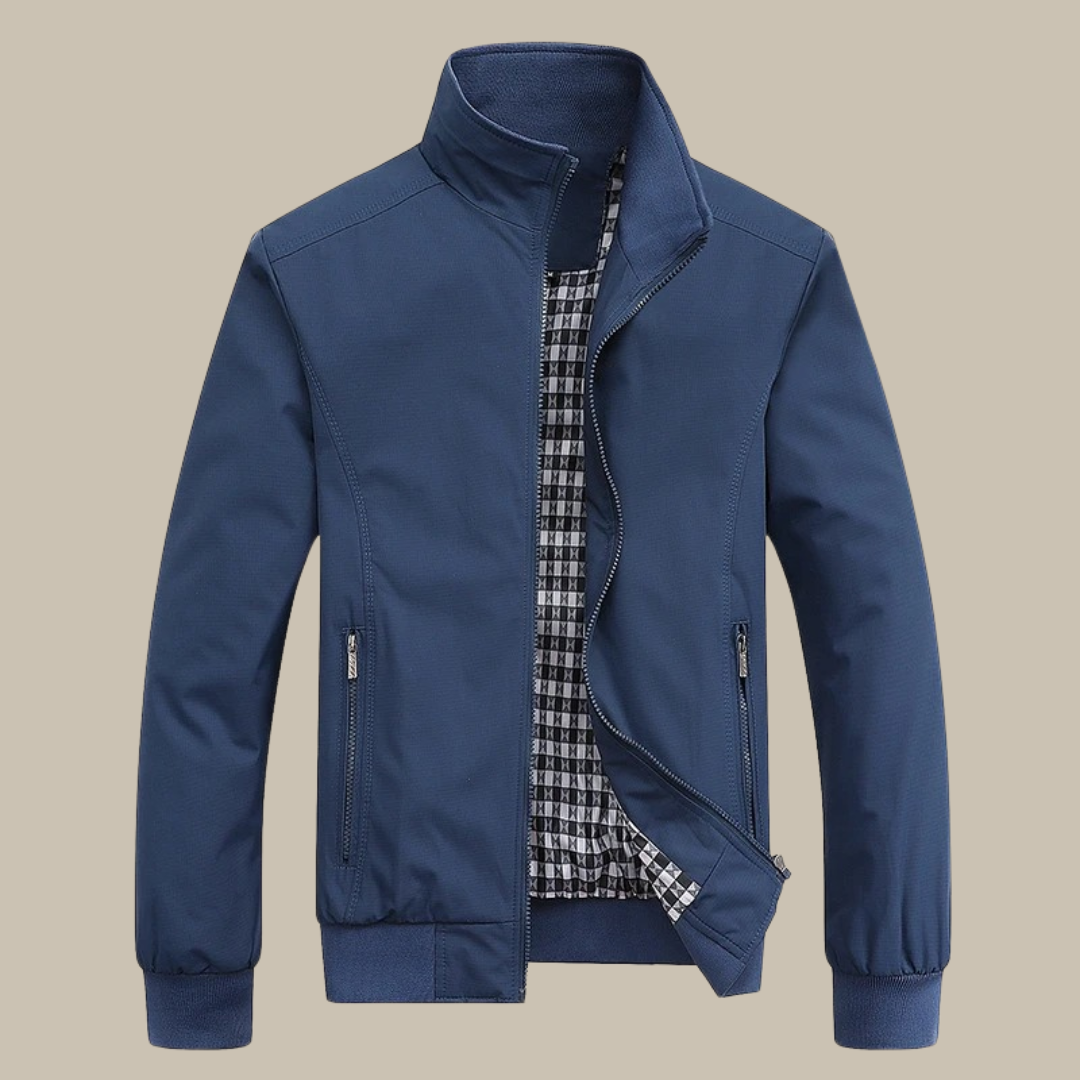 Men's Lightweight Nylon Windbreaker Jacket High Neck Zip Up Outerwear