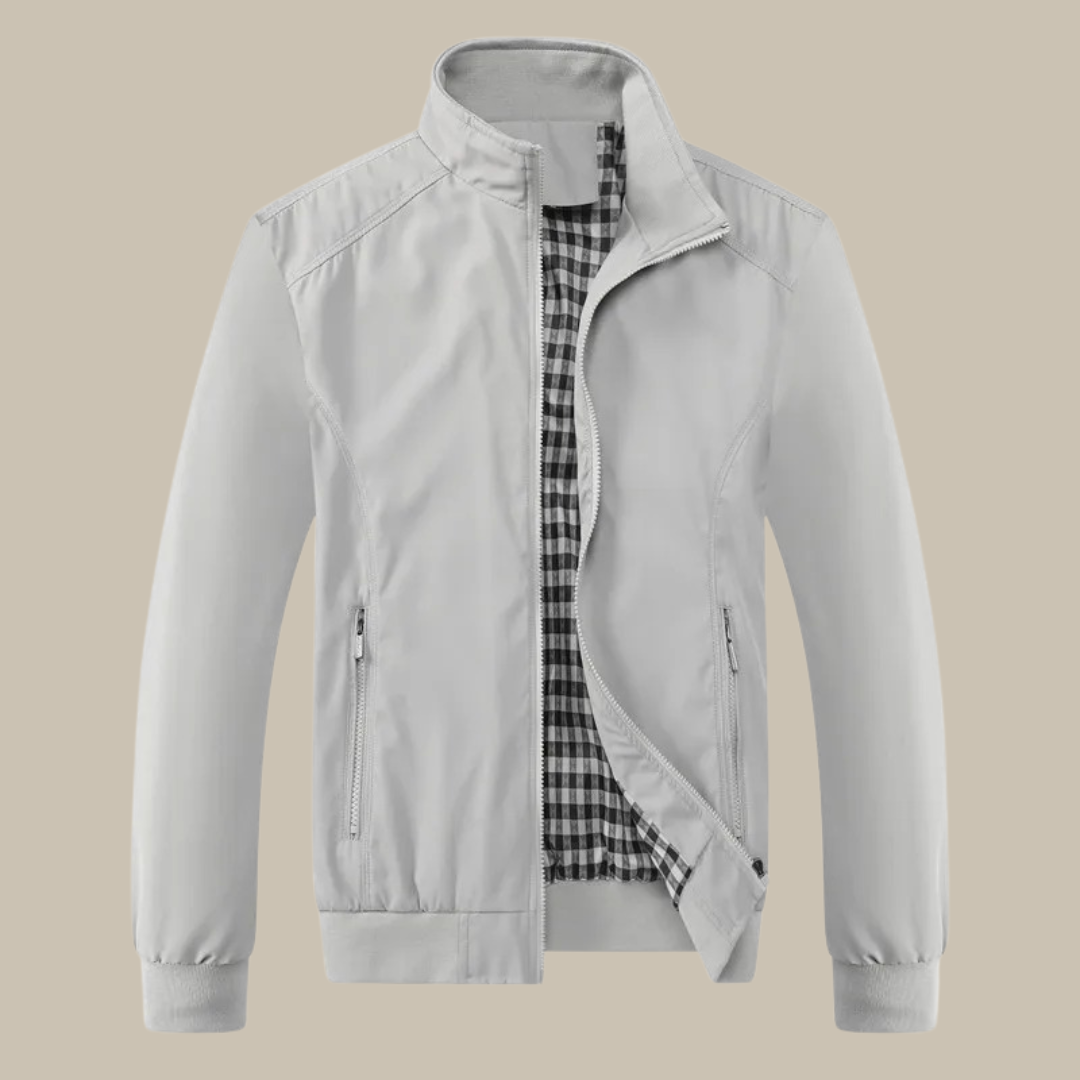 Men's Lightweight Nylon Windbreaker Jacket High Neck Zip Up Outerwear