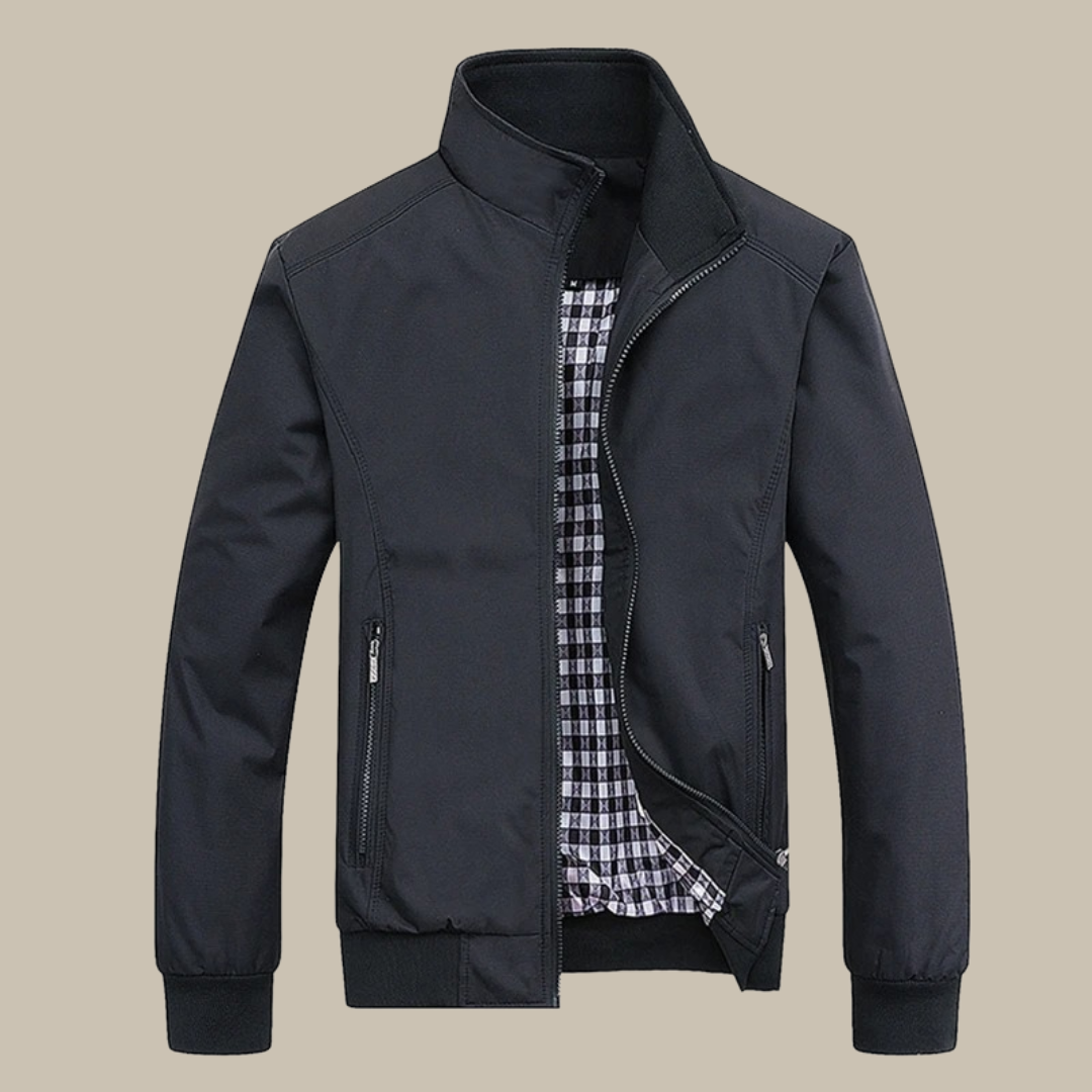 Men's Lightweight Nylon Windbreaker Jacket High Neck Zip Up Outerwear