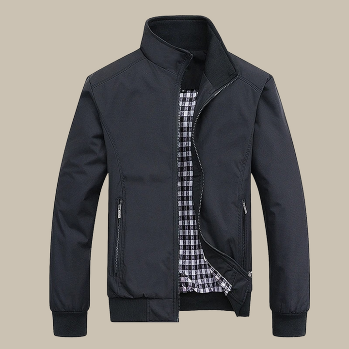 Men's Lightweight Nylon Windbreaker Jacket High Neck Zip Up Outerwear