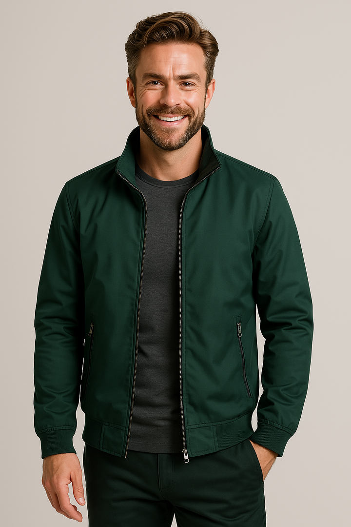 Men's Lightweight Nylon Windbreaker Jacket High Neck Zip Up Outerwear