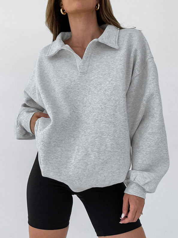Women's Fleece Quarter Zip Sweatshirt Pullover Top