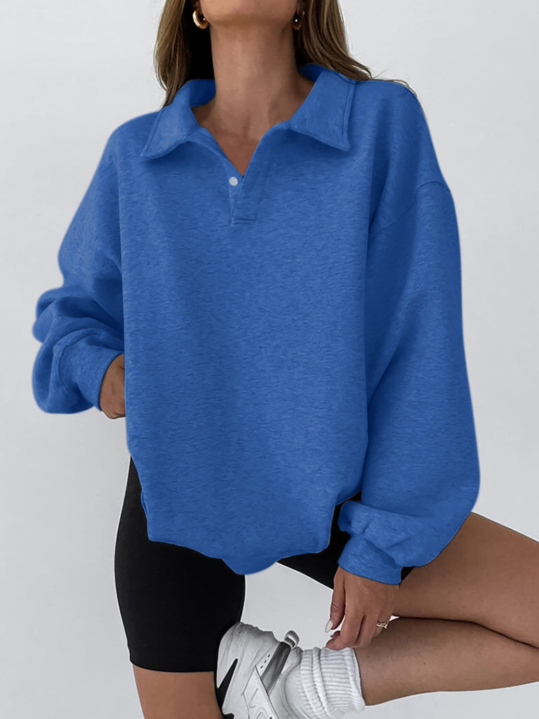 Women's Fleece Quarter Zip Sweatshirt Pullover Top