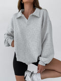 Women's Fleece Quarter Zip Sweatshirt Pullover Top