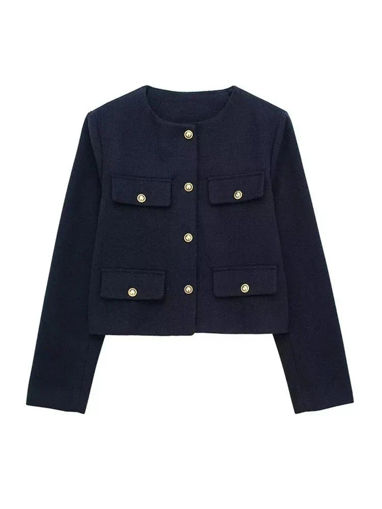 Women's Wool Cropped Jacket Blazer