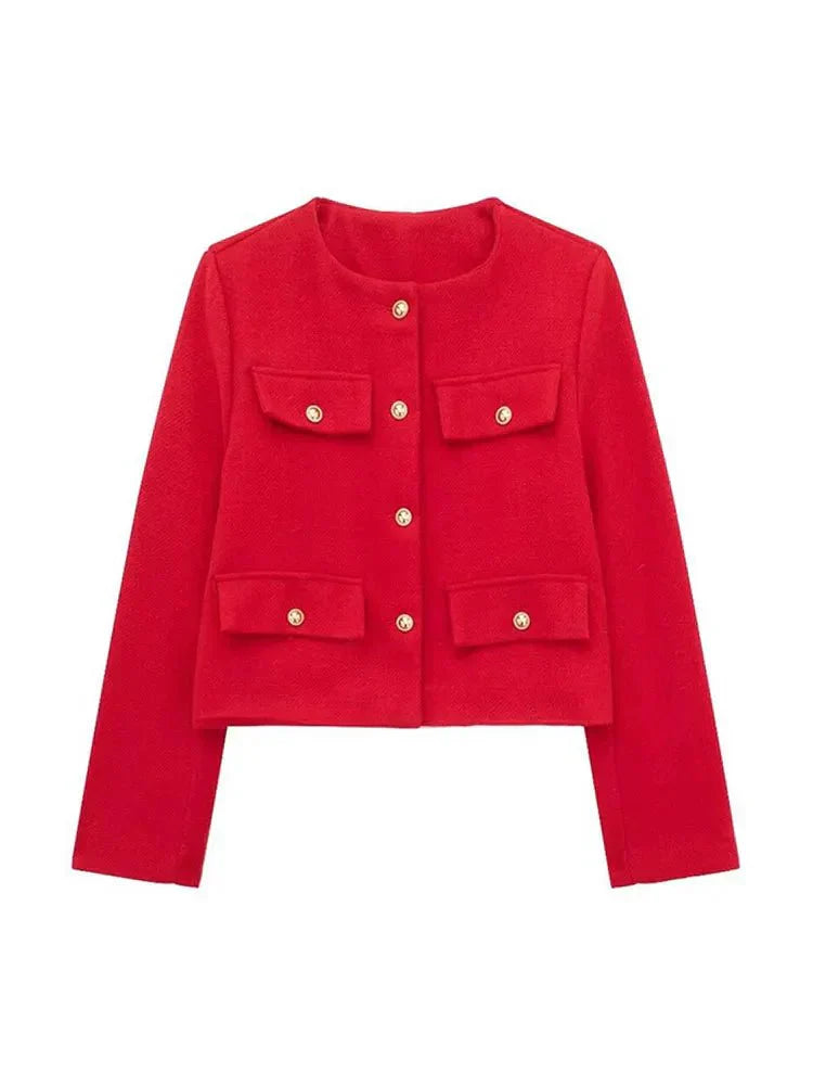 Women's Wool Cropped Jacket Blazer