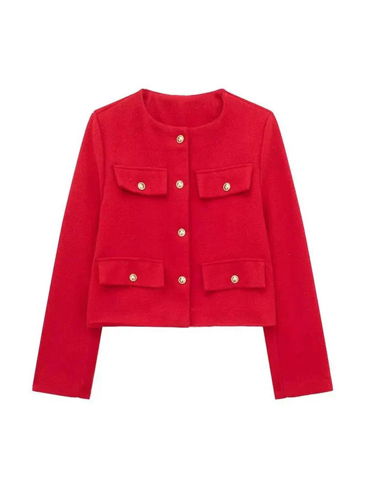 Women's Wool Cropped Jacket Blazer