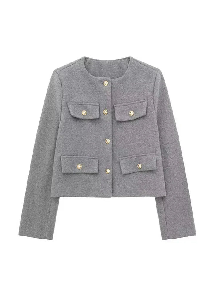 Women's Wool Cropped Jacket Blazer
